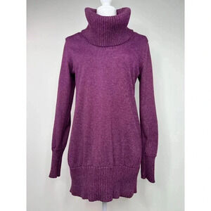 The Limited Tunic-Length Turtleneck Sweater - Purple - Long Sleeve - XS